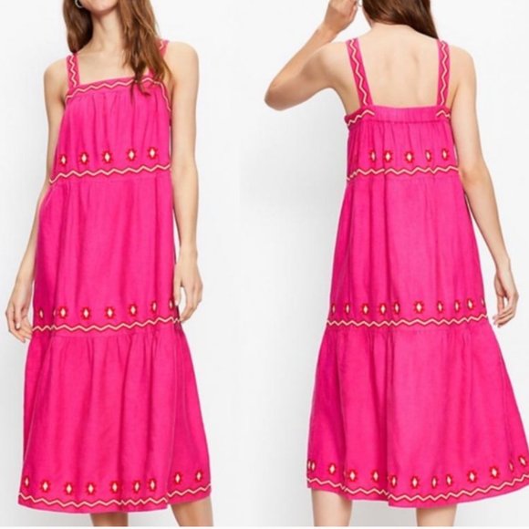 LOFT LINEN BLEND DRESS PETITE MEDIUM - Picture 2 of 11